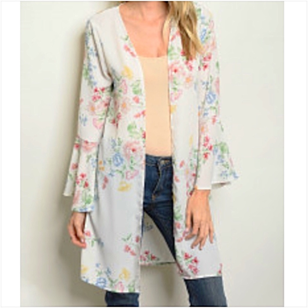 Boho Bell Sleeve Kimono Cardi Coverup SML - Picture 6 of 6